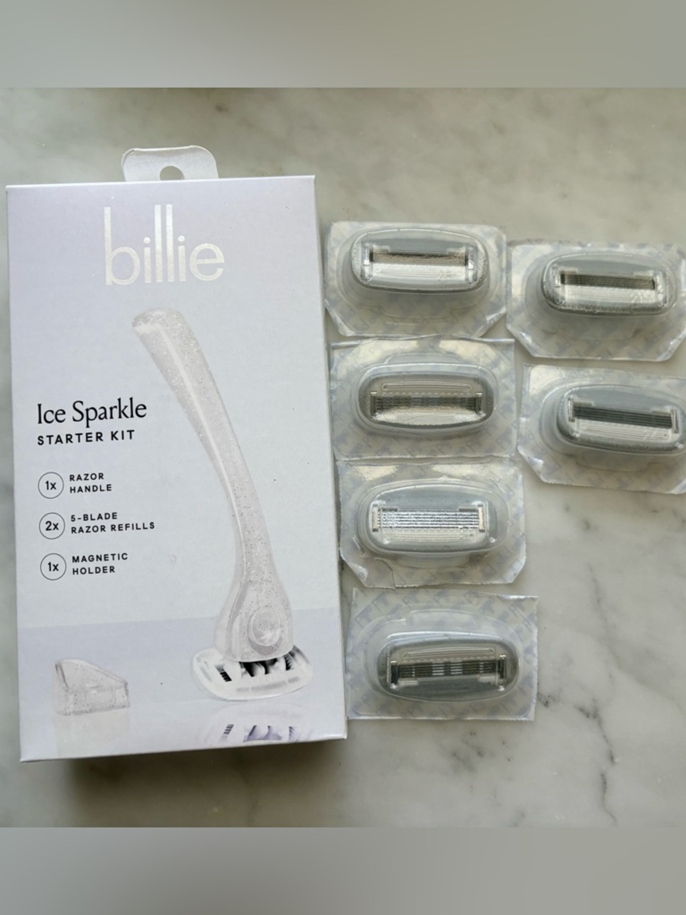 *BRAND NEW* Billie Ice Sparkle Razor Starter Kit + SIX EXTRA BLADES (8 total)